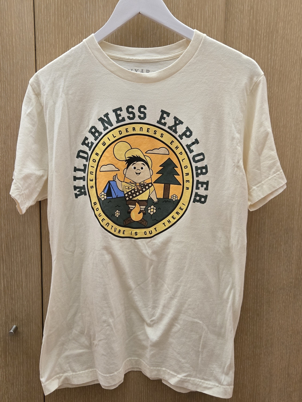 Disney Pixar Up Wilderness Explorer Russell Graphic T-Shirt Cream Size M